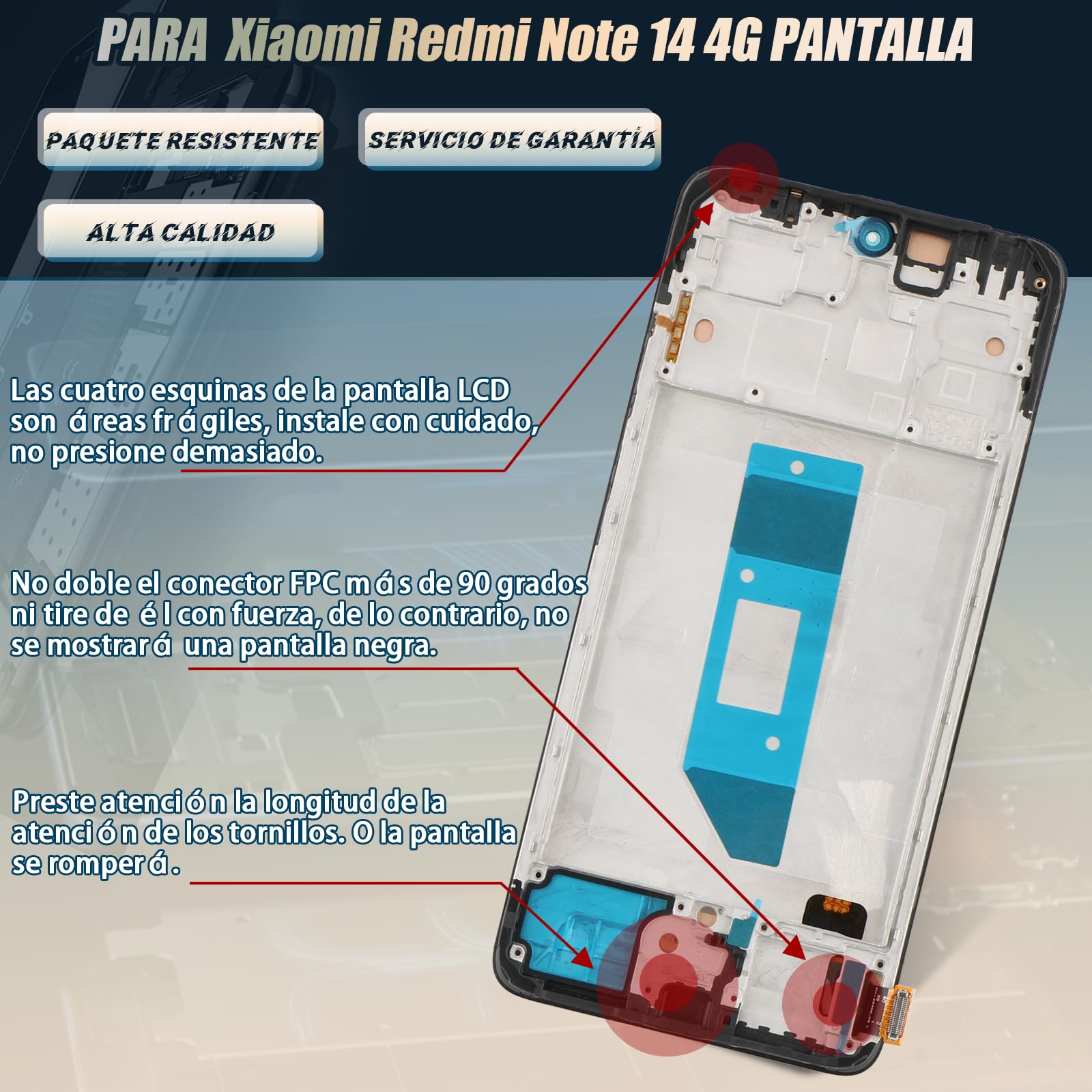 RongZy Pantalla para Xiaomi Redmi Note 14 4G 24117RN76E incell Táctil LCD de Repuesto Ensamblaje Digitalizador Reemplazo para Xiaomi Redmi Note 14 4G con Herramientas de Reparación(con Marco