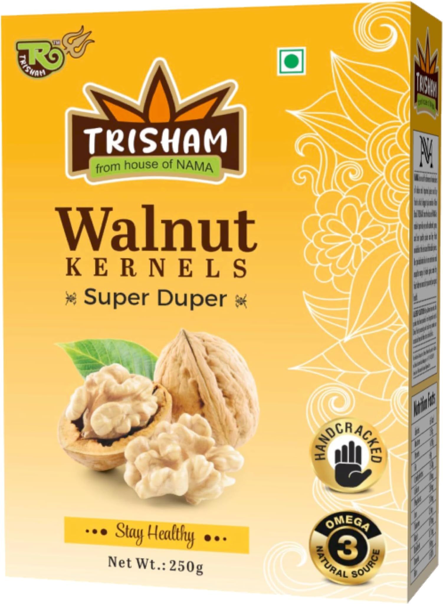 TRISHAM 100% Natural Super Duper Walnut Kernels | Pure Two Piece Akhrot Giri | Healthy and Crunchy Nuts | 250g Pack