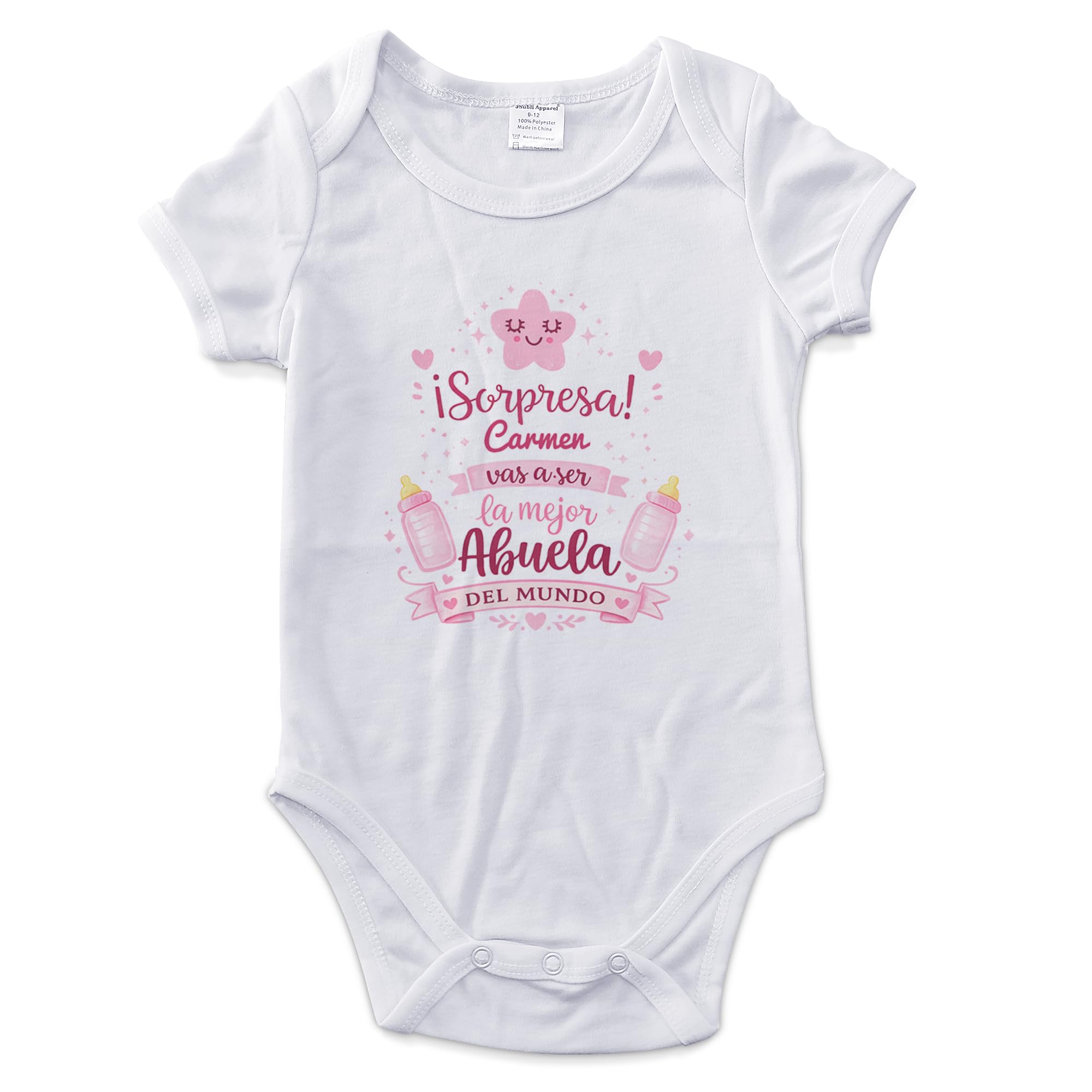 LolaPix Body Vas a ser... Bebé. Body Personalizado para Bebes. Regalo Sorpresa Anuncio Embarazo para Abuela. Manga Corta y Larga - Tallas de 0 a 18 meses