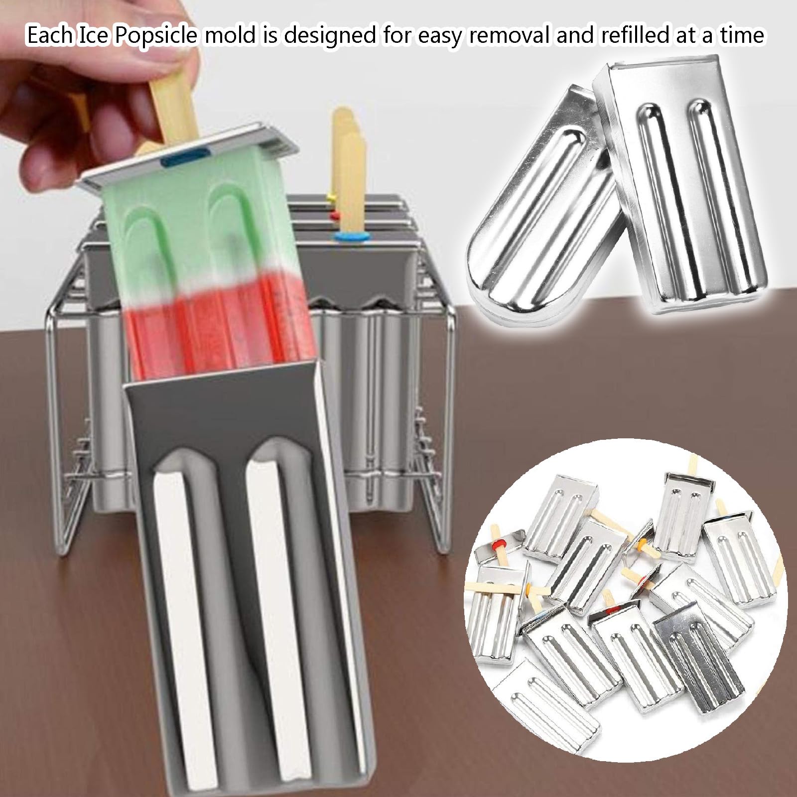 Moldes reutilizables para paletas con palos y cepillo de limpieza para golosinas congeladas caseras fáciles