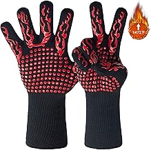 Luvas de churrasco resistentes ao calor,1472 ℉ (800 ℃) luvas de forno resistentes a temperaturas extremamente altas, 1 par de luvas de silicone antiderrapantes para grelhar cozinhar cortar e fritar
