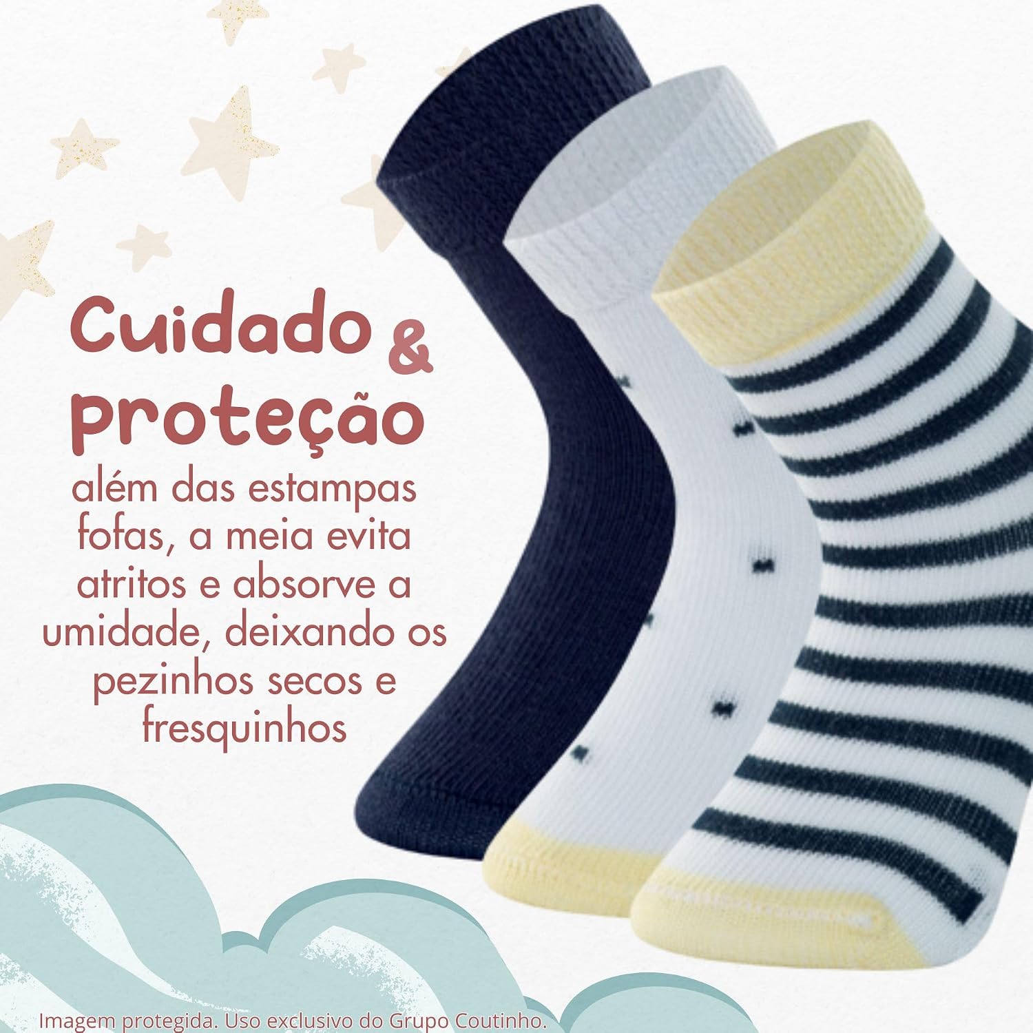 Kit 6 Pares Meia Infantil Cano Médio Com Algodão Colorida Mash