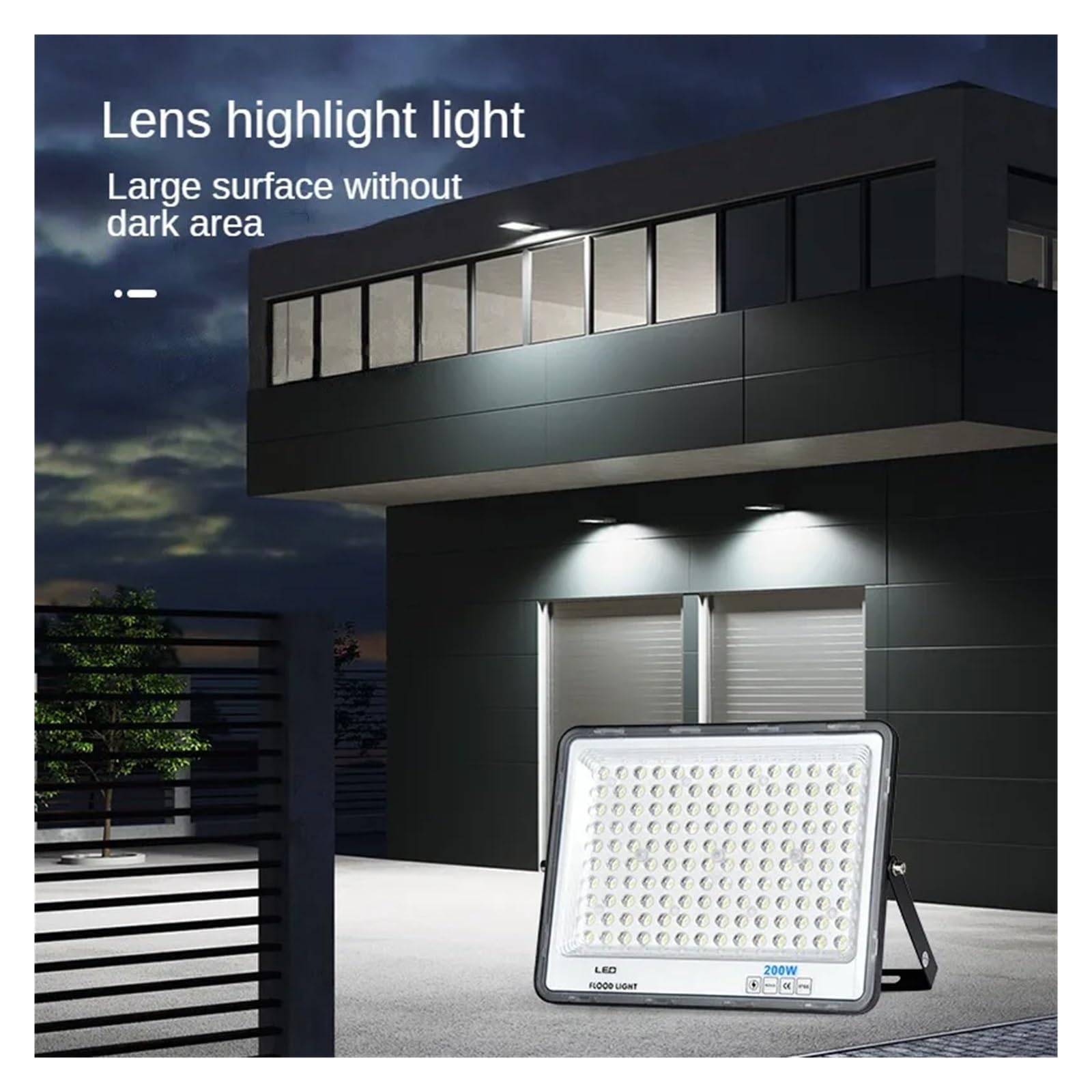 Superheller LED-Fluter 50W 100W 200W, IP66 wasserdicht, für den Außenbereich, Wandmontage, Lagerhallen, Garagen, Straßenbeleuchtung, geeignet für Hof, Garten, Lagerhalle, 6500K200W 110220