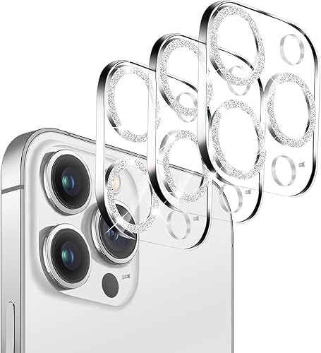 Paquete de 3 protectores de lente de cámara de vidrio templado Dengduoduo para iPhone 13 Pro de 6.1" y iPhone 13 Pro Max de 6.7", brillo de diamante