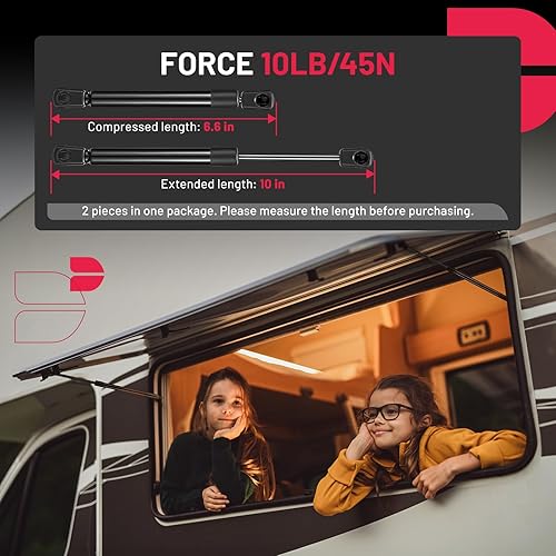 Miniatura 9 de BDFHYK C16-06389 - Juego de 2 amortiguadores de gas de 13.9 pulgadas, 24 libras (107N), soporte de elevación para toldo ATC Leer Camper, cubierta