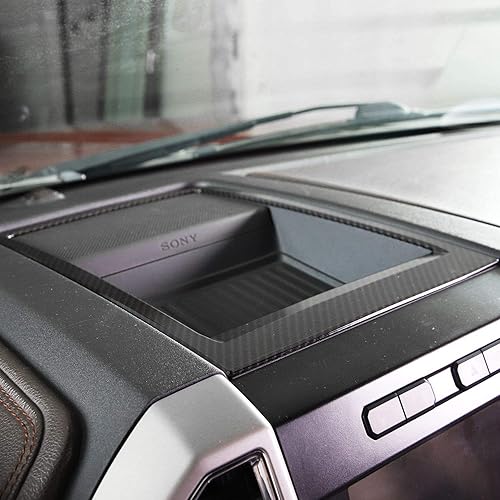 Miniatura 3 de Keptrim Bandeja de almacenamiento para consola central de fibra de carbono ABS F150 para Ford F150 2015, 2016, 2017, 2018, 2019, 2020, 1 unidad