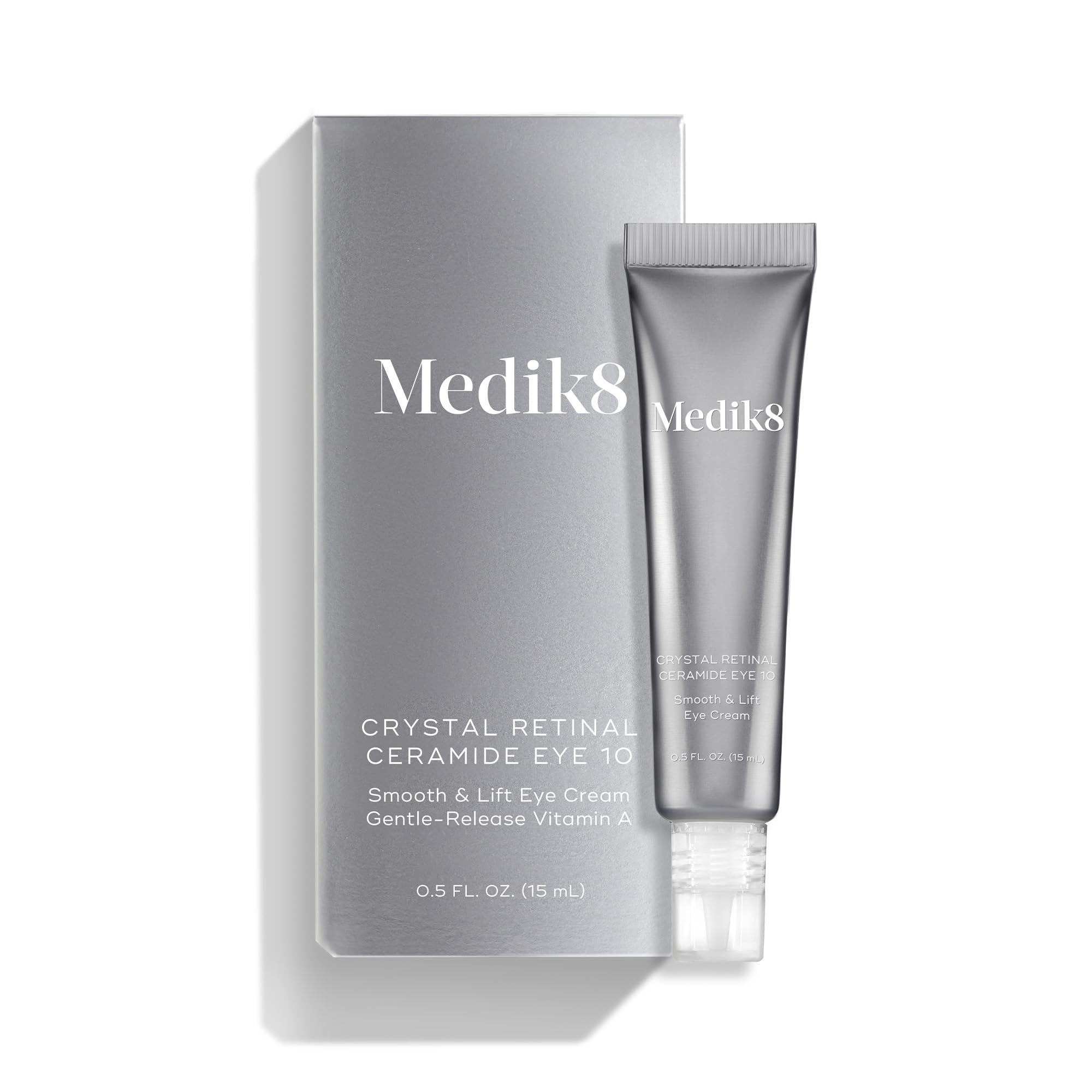 Medik8 Crystal Retinal Ceramide 10 Augencreme, 0,1% Retinal-Stärke – 15 ml | Smooth & Lift Augencreme, Anti-Aging, 0,1% Retinal (11-mal schneller wirksam als Retinol), für erfahrene Vitamin-A-Anwender