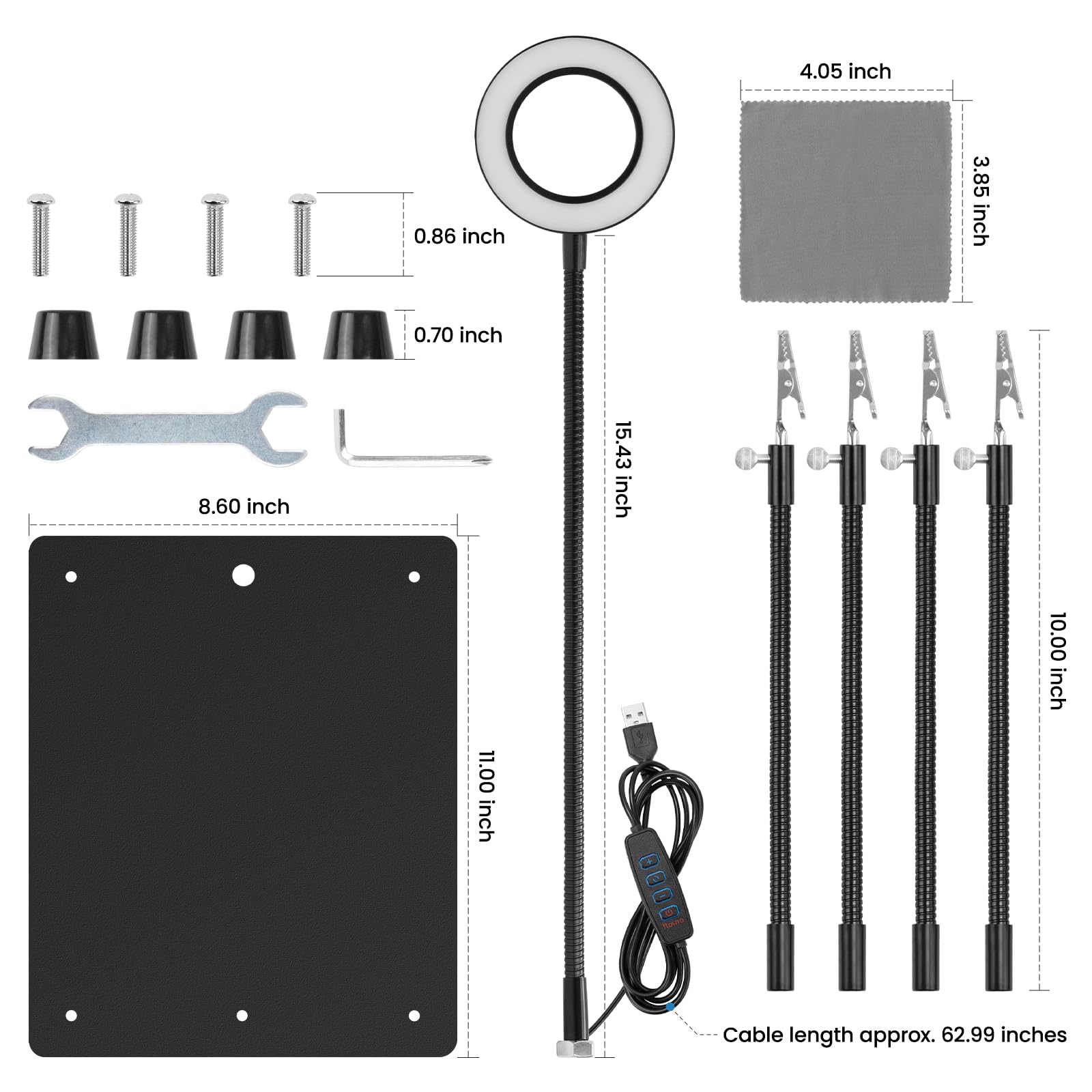 Terza Mano per Saldatura, OBDMONSTER Stazione Saldatura Terza Mano con 4 Bracci Flessibili Collo Oca Pinze Coccodrillo, con Lente d'Ingrandimento 5X LED Dimmerabile, Adatta per Saldatura e Artigianat