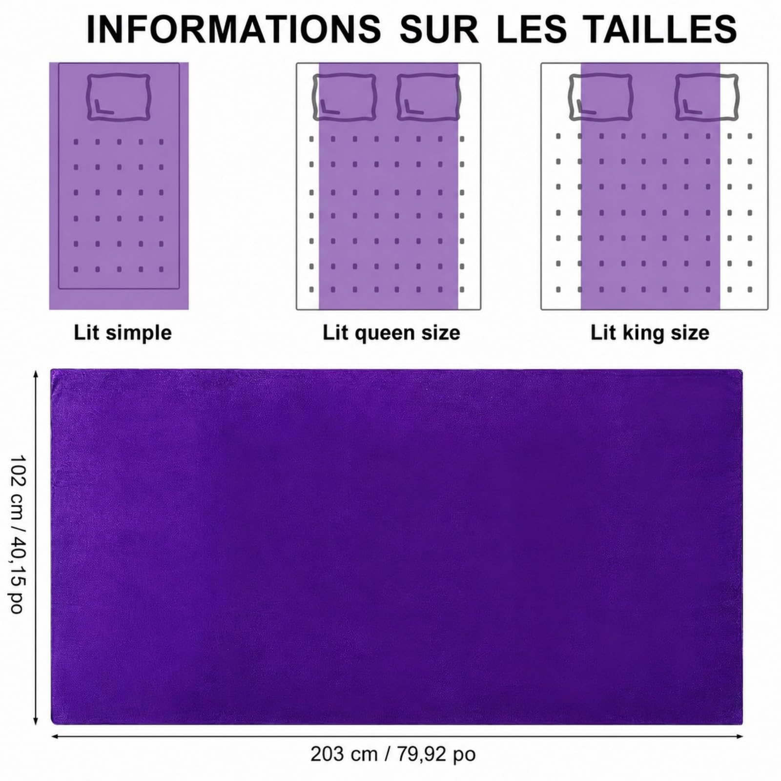 Lot de 2 Grands Draps de Bain XXL en Microfibre 102x203 cm, Serviette de Bain Extra Large à Séchage Rapide, Grande Serviette Absorbante pour Spa, Salle de Sport, Hôtel, Plage et Voyage (Violet Foncé)