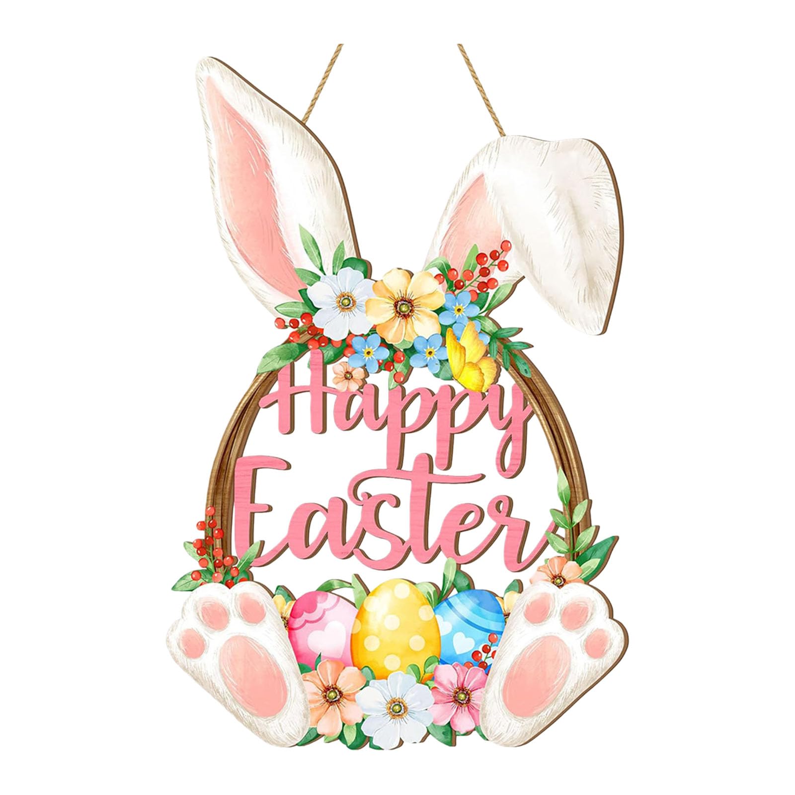Multifunctional Wooden Rabbits Ornament for Easter Parties Room Decor Quick Setup Wooden Easter Sign