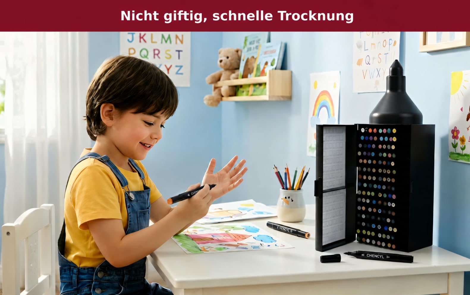 Acrylstifte, 120 Farben - Acrylfarben set mit Aufbewahrungsbox für DIY-Projekte, Papier, Pappe, Stoffe, Glas, Keramik, Leinwand, Holz, Stein - Filzstifte für erwachsene und filzstifte kinder
