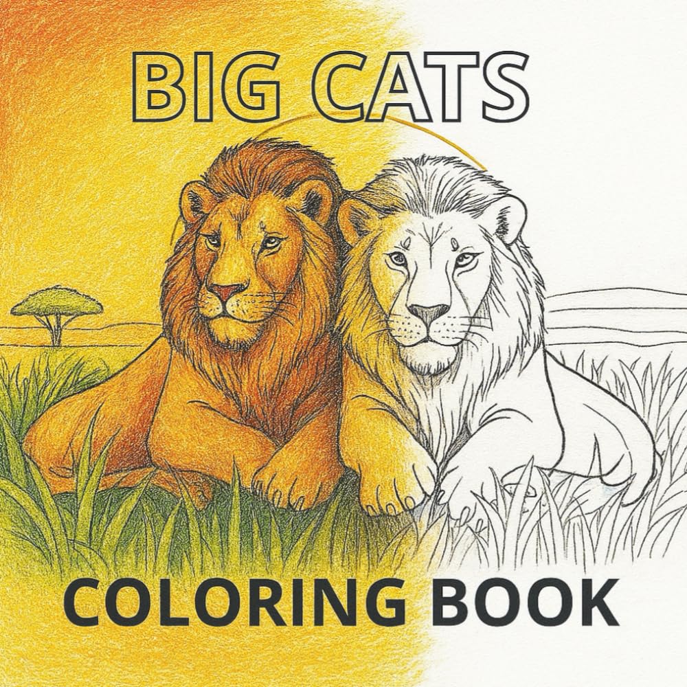 BIG CATS COLORING BOOK: Bold Easy Coloring Page Designs for Kids, Teens, and Adults (Bold and Easy Coloring Collection)