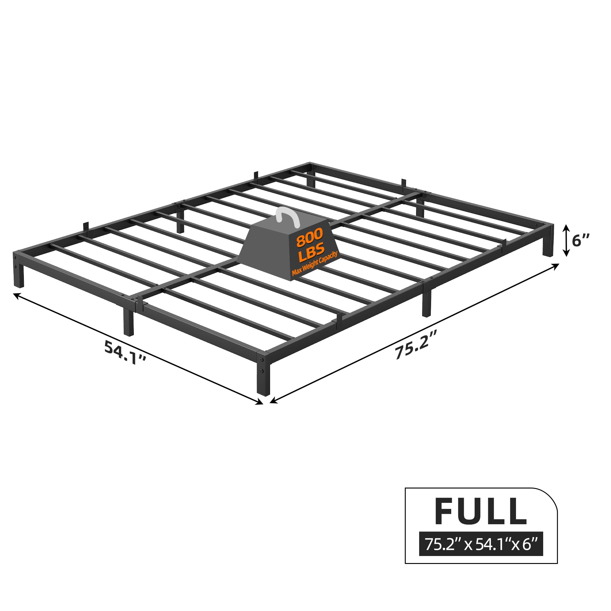 Garvee Cadre de Lit 140x190 cm en Métal à Profil Bas, Structure de Matelas