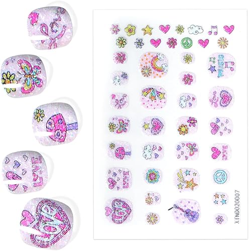 Envolturas de uñas para niños, calcomanías autoadhesivas para uñas seguras y saludables, tiras de uñas de larga duración para niñas y niños,
