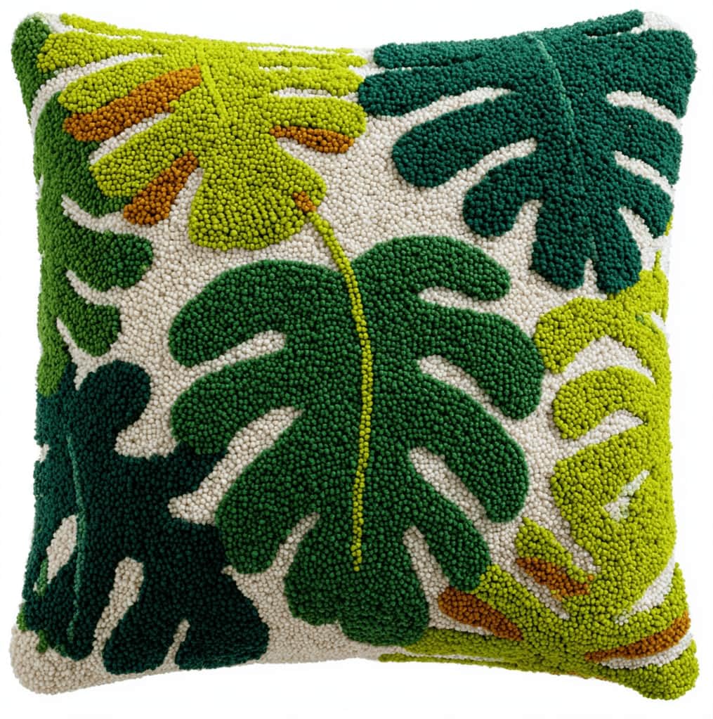 Kitquiver Latch Hook Kits for Adults Leaf Rug Cover Pillowcase Beginner DIY Needlework Embroidery Kits Handmade Set Craft Sofa Home Decor 43X43Cm