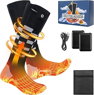 Olycism Upgraded Heated Socks 6000mAh Battery Rechargeable Electric Heated Socks for Men Women 4 Temperature Adjustable Outdoor Riding Camping Hiking Motorcycle Skiing Warm Winter Socks