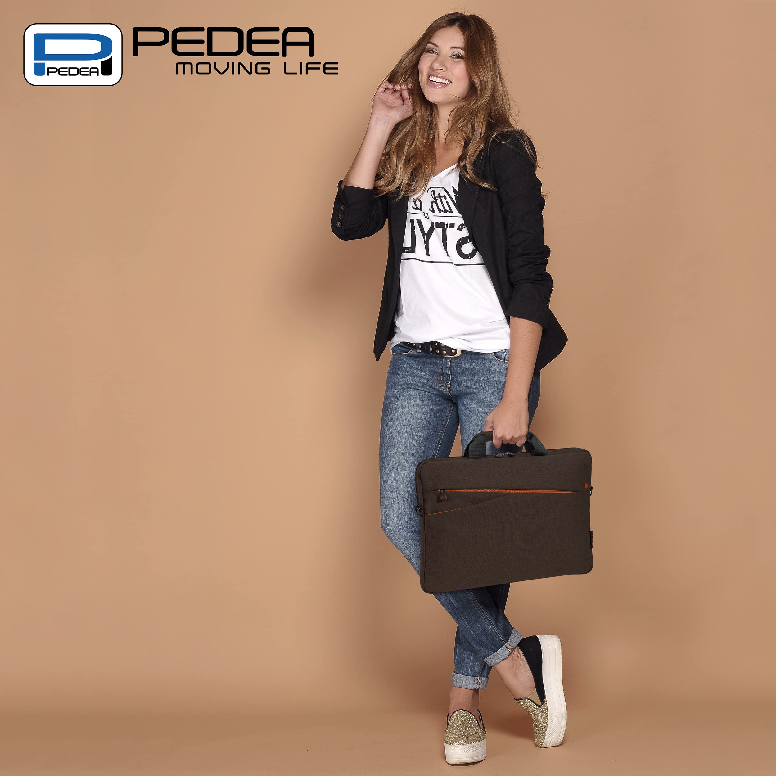 PEDEA Torba na laptopa "Fashion" torba na notebooki z ekranami do 17,3 cala (43,9 cm); torba na ramię z paskiem na ramię, brązowa