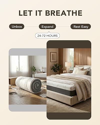 Miniatura 6 de Colchón Queen de 12 pulgadas, colchón de espuma viscoelástica de gel para aliviar la presión, funda extraíble lavable de fibra de bambú para un