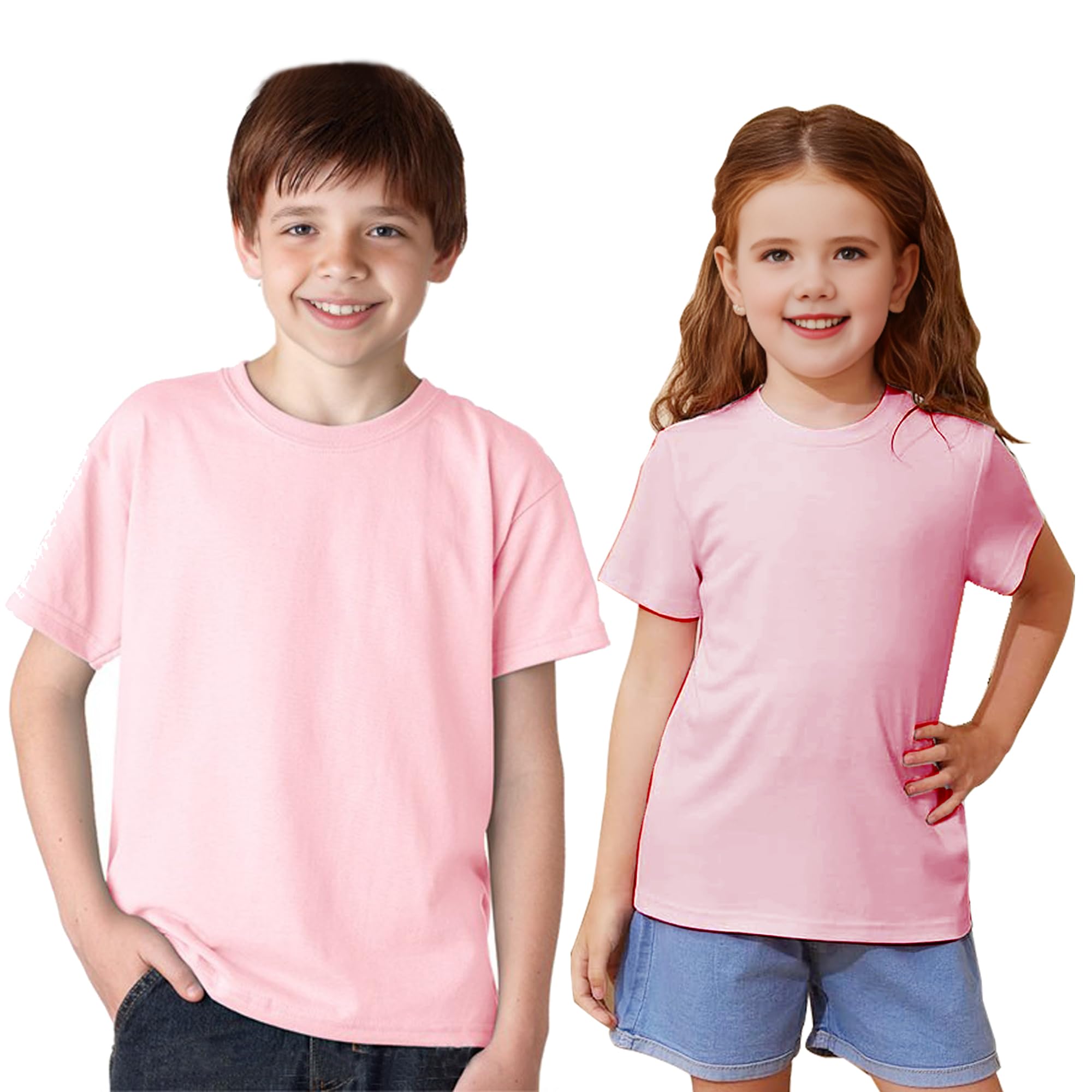 Vida Sol Camiseta Infantil 100% Algodón, 1 y 2 Unidades, Unisex, Manga Corta, Cuello Redondo, Suave y Transpirable, Diseño Básico y Cómodo, Ideal para Uso Diario, Tallas 1-15 Años, Colores Variados — view 9