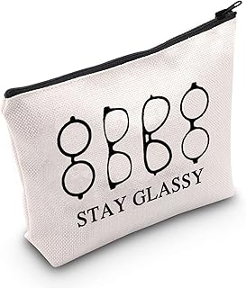 POFULL Optometrist Travel Cosmetic Bag Gift Eye Doctor Vision Gifts Gift Stay Glassy Cosmetic Bag Zipper Pouch for Optometrist Optician (Stay Glassy Bag)