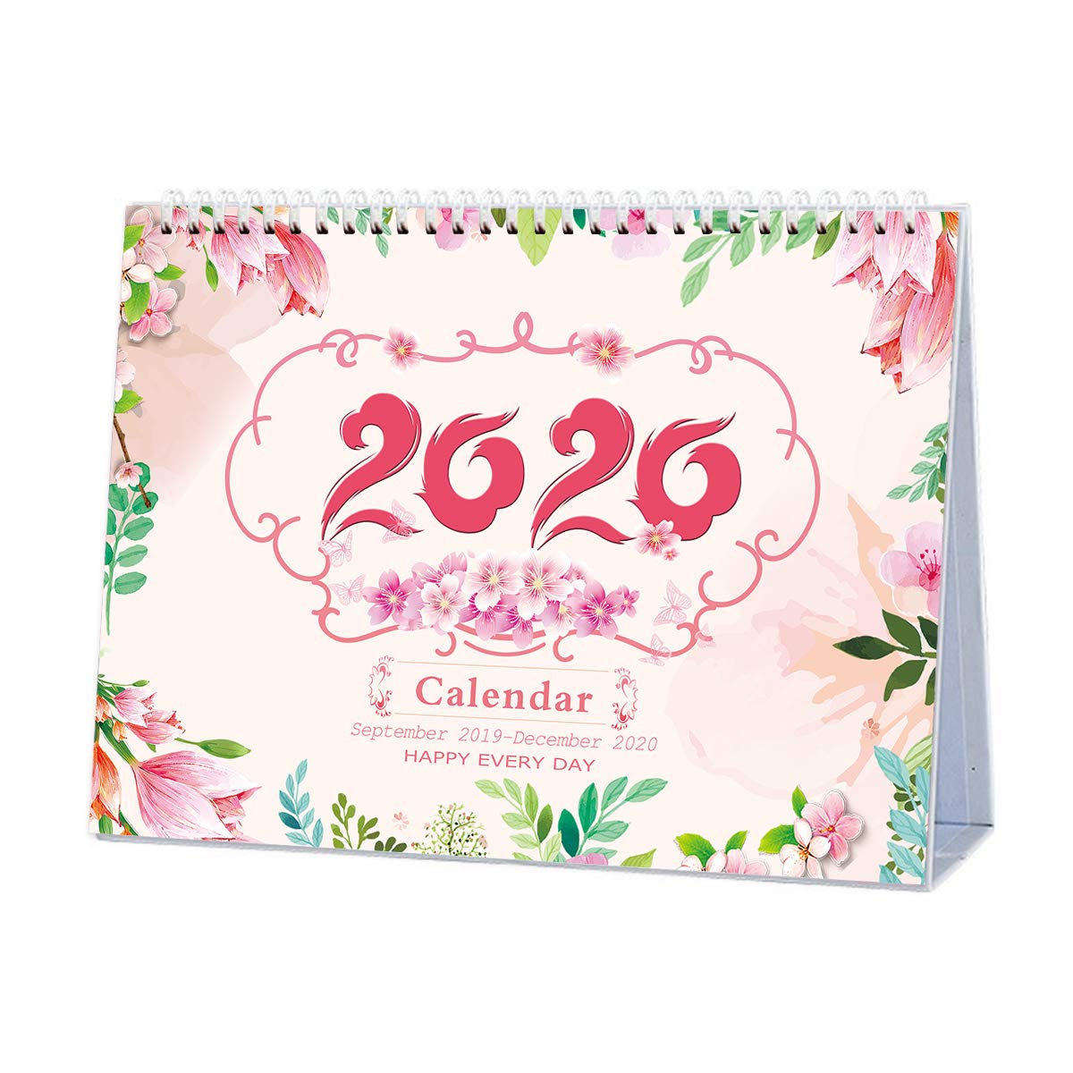 Flip Monthly Desk Calendar September 2019 to December 2020 with Stand, Twin-Wire Binding 9.25" X 6.69", Monthly Planners for Office,School,Family