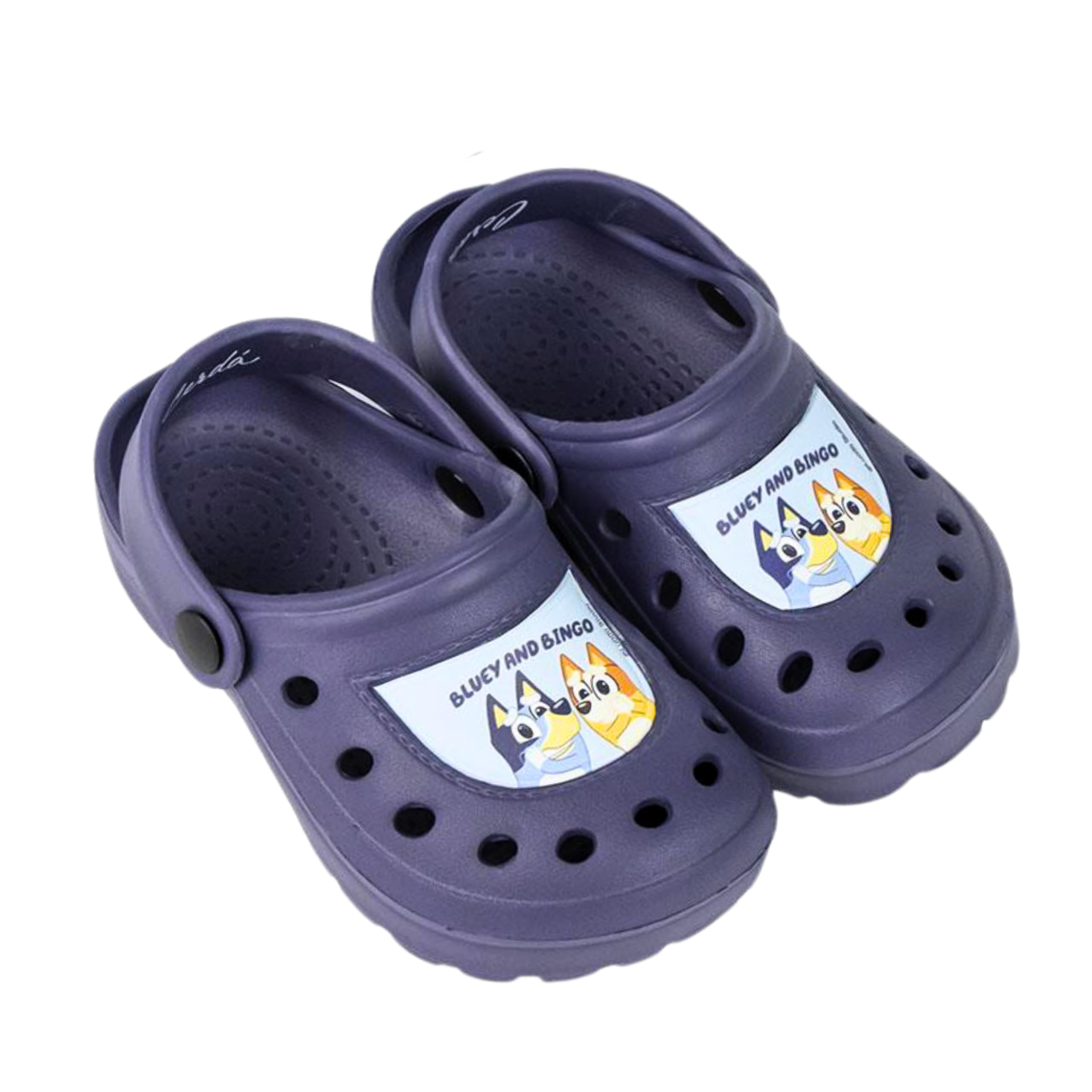 Bluey Boys Sabots Enfants - Sandales à Enfiler Avec Charms Puppy, Imprimé Beige Bleu, Sangle Réglable Fun