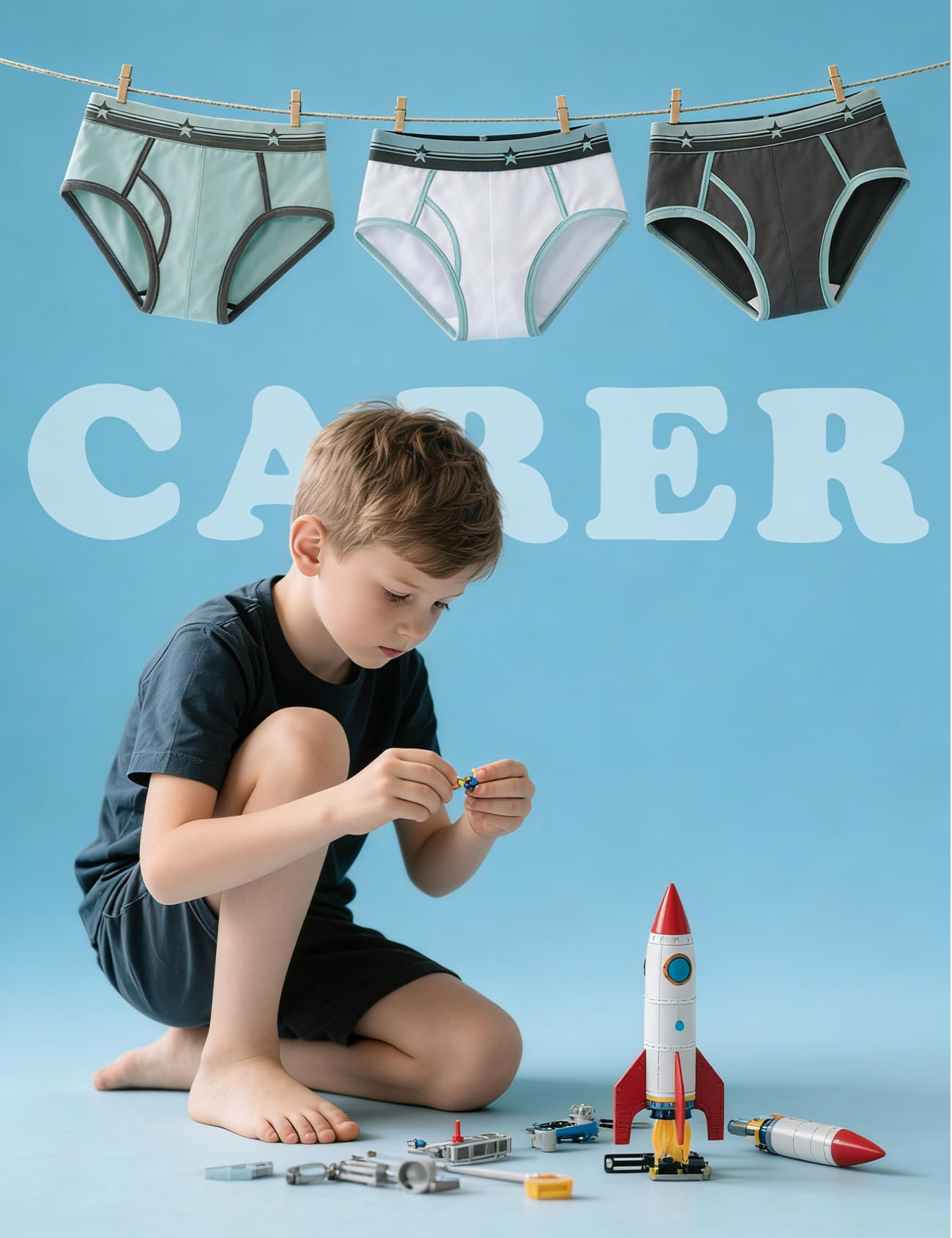Carer 3er Pack Jungen Inkontinenzslip 60 ml Saugkraft Weiche Baumwoll-Unterwäsche bei leichter Inkontinenz Wiederverwendbar 122-128