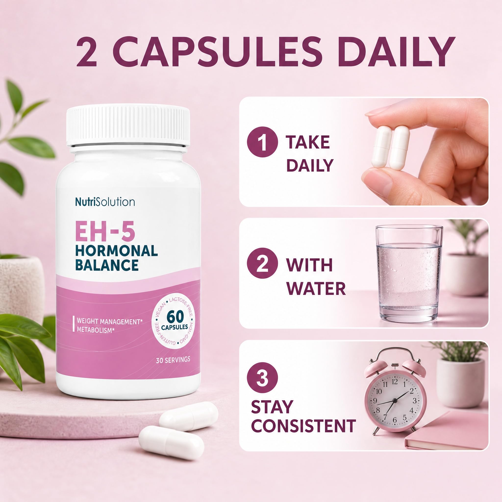 Équilibre Hormonal 5 par NutriSolution | Complément Alimentaire Minceur Energétique Hormones pour Favoriser Perte de Poids Naturelle | Made in France | 60 gélules