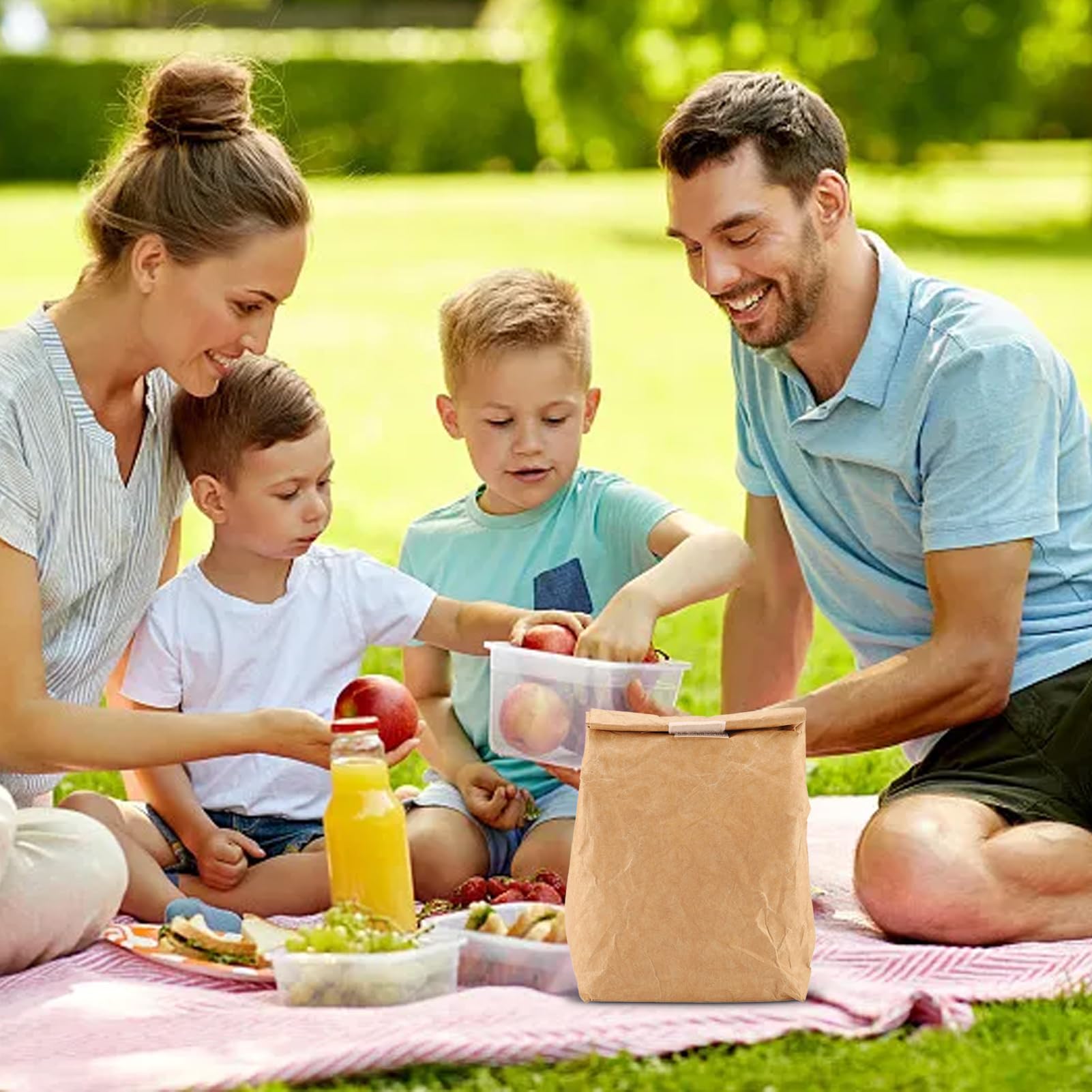 HERCHR Borsa per Il Pranzo,Borsa Termica Riutilizzabile,Lunch Bag,Borse Porta Alimenti,Scatola per Il Pranzo Isolata per Alimenti Borsa per Picnic All'aperto Borsa in Carta Marrone