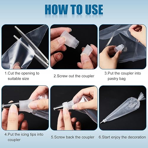 Miniatura 5 de Bokon 200 bolsas de pastelería extra grandes, bolsas de pastelería para glaseado, bolsas desechables para pastelería, antiestallidos y