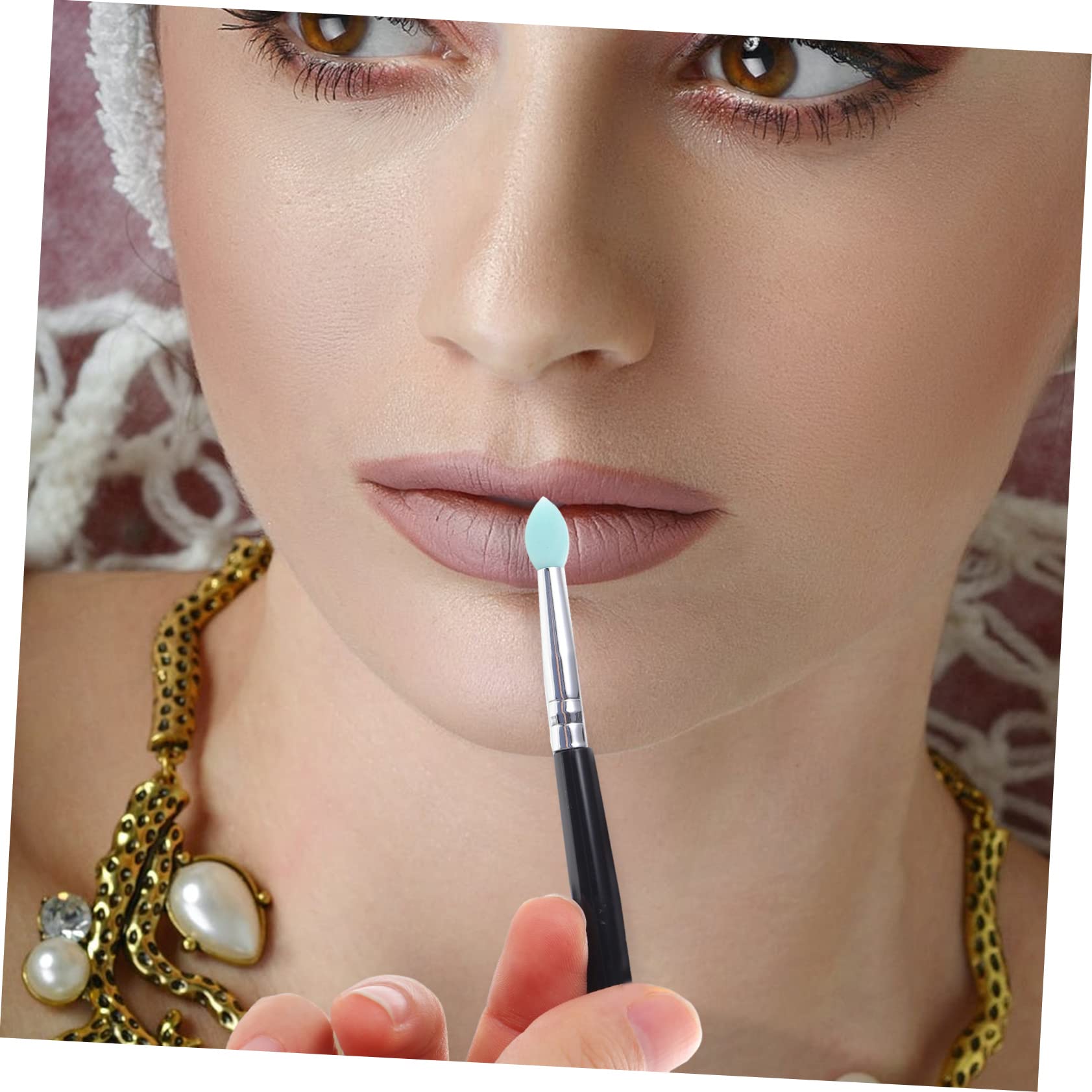 PartyKindom Silicone Eye Shadow Brush Set Angled Brush for Powder Concealers Eyeshadow