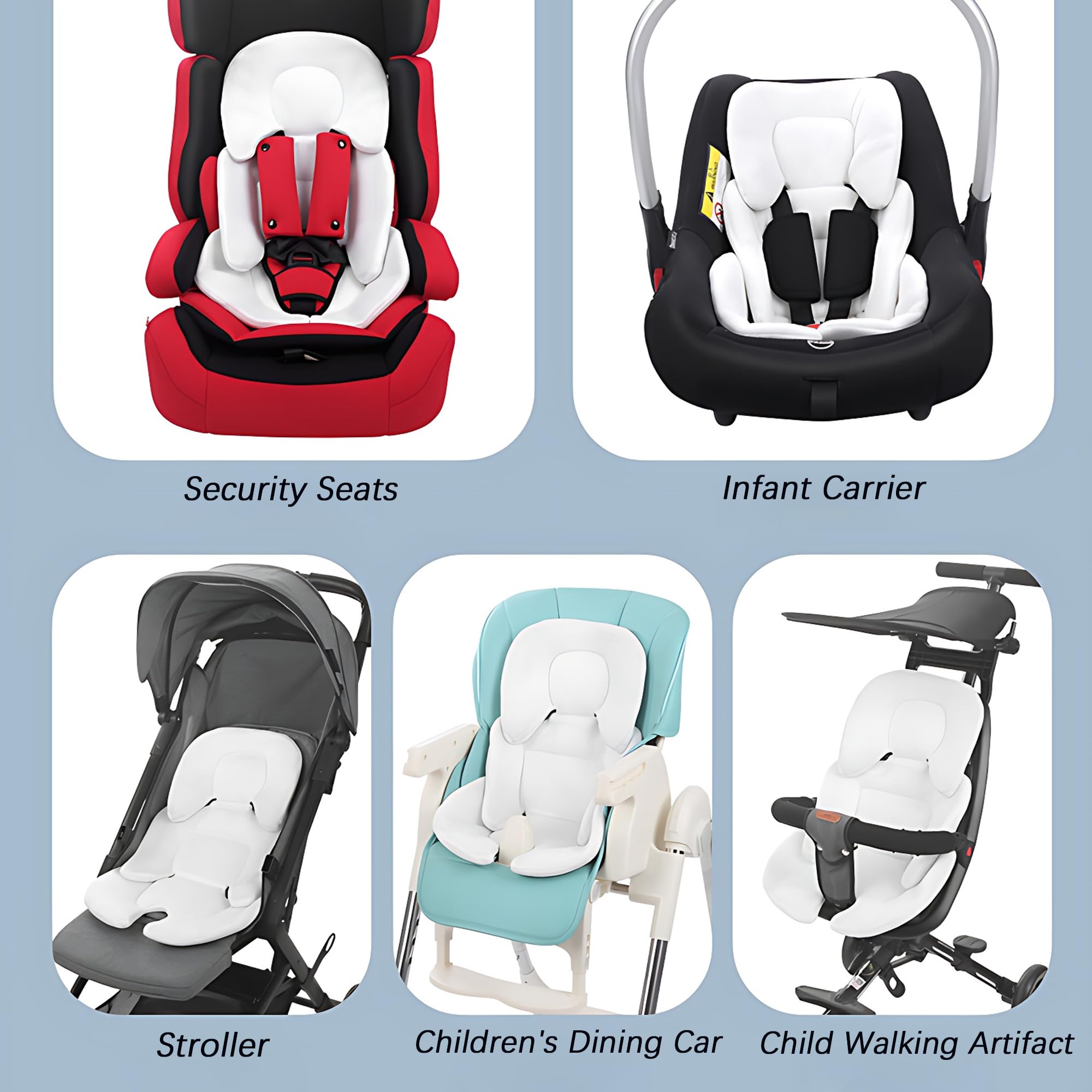 Pad Inserto Seggiolino Auto Per Bambini, Doppia Facciamorbido Cuscino Per Passeggino Per Ragazzi e Ragazze, Imbottitura Per Seggiolino Auto, Passeggino, Pieghevole Estensibile Seggiolone