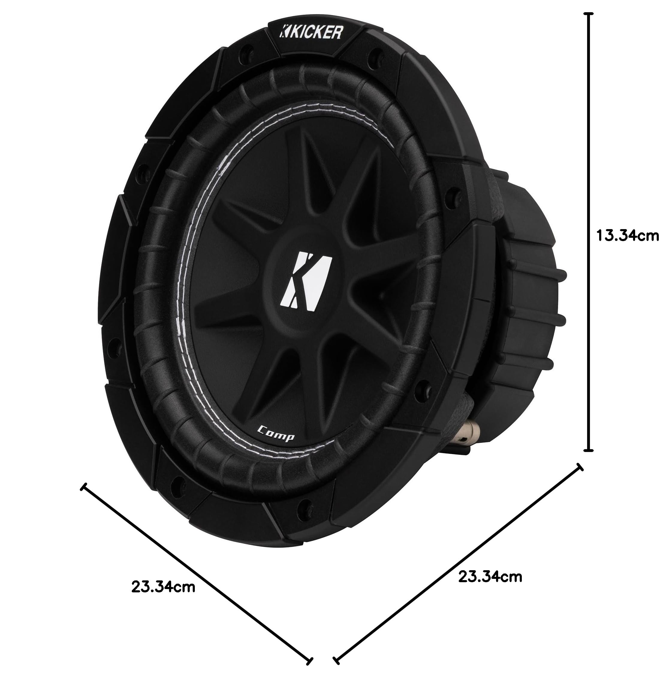 KICKER 43C84 Comp Subwoofer de 8 pulgadas (20 cm), SVC de 4 ohmios, 100 vatios RMS, pico de 200 vatios, refrigeración por aire forzado, mayor manejo de potencia, coche, camión, SUV, UTV..