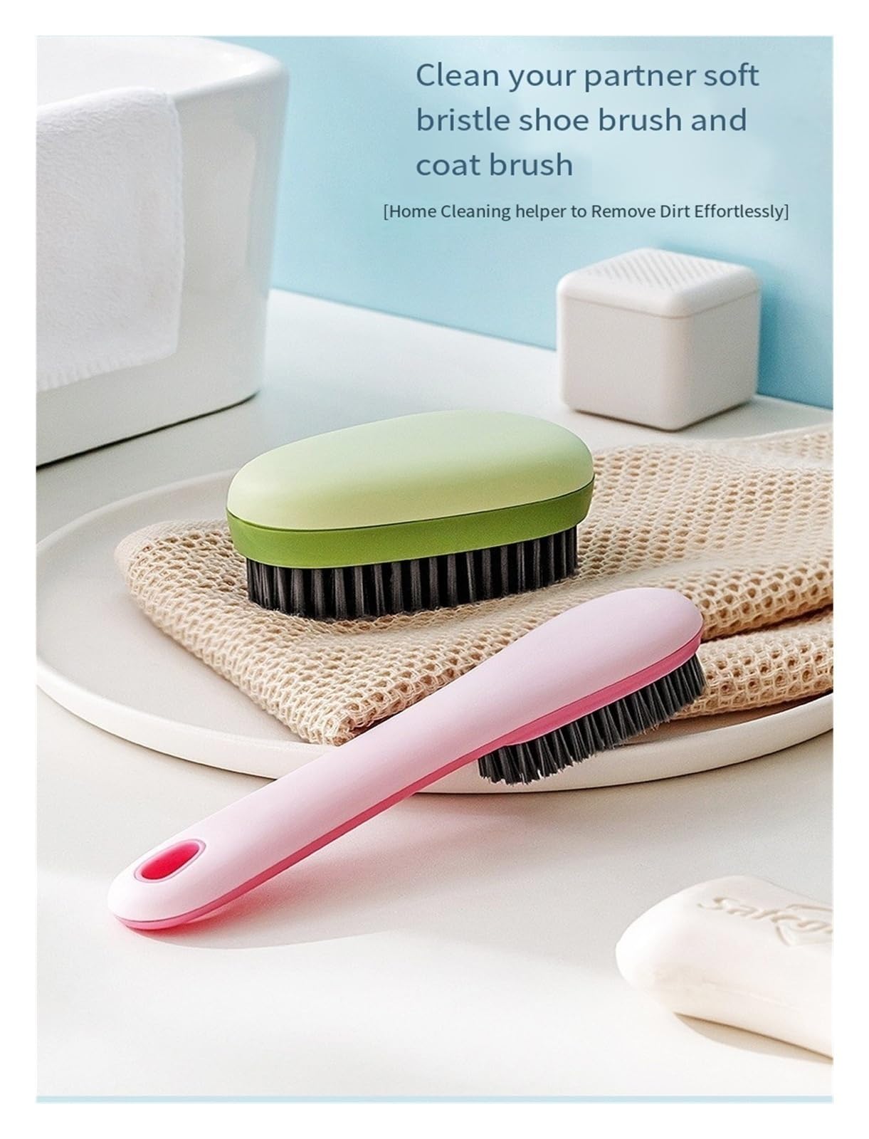 Spazzole per lavare le scarpe per uso domestico, setole morbide che non danneggiano le scarpe e le spazzole per il manico lungo, possono essere personalizzate con loghi (blu (shoebrush)