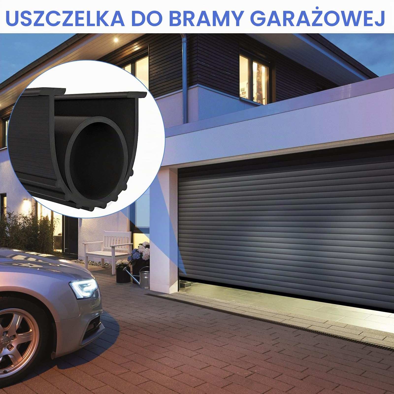 Uszczelka do drzwi garażowych, czarna, 5 m