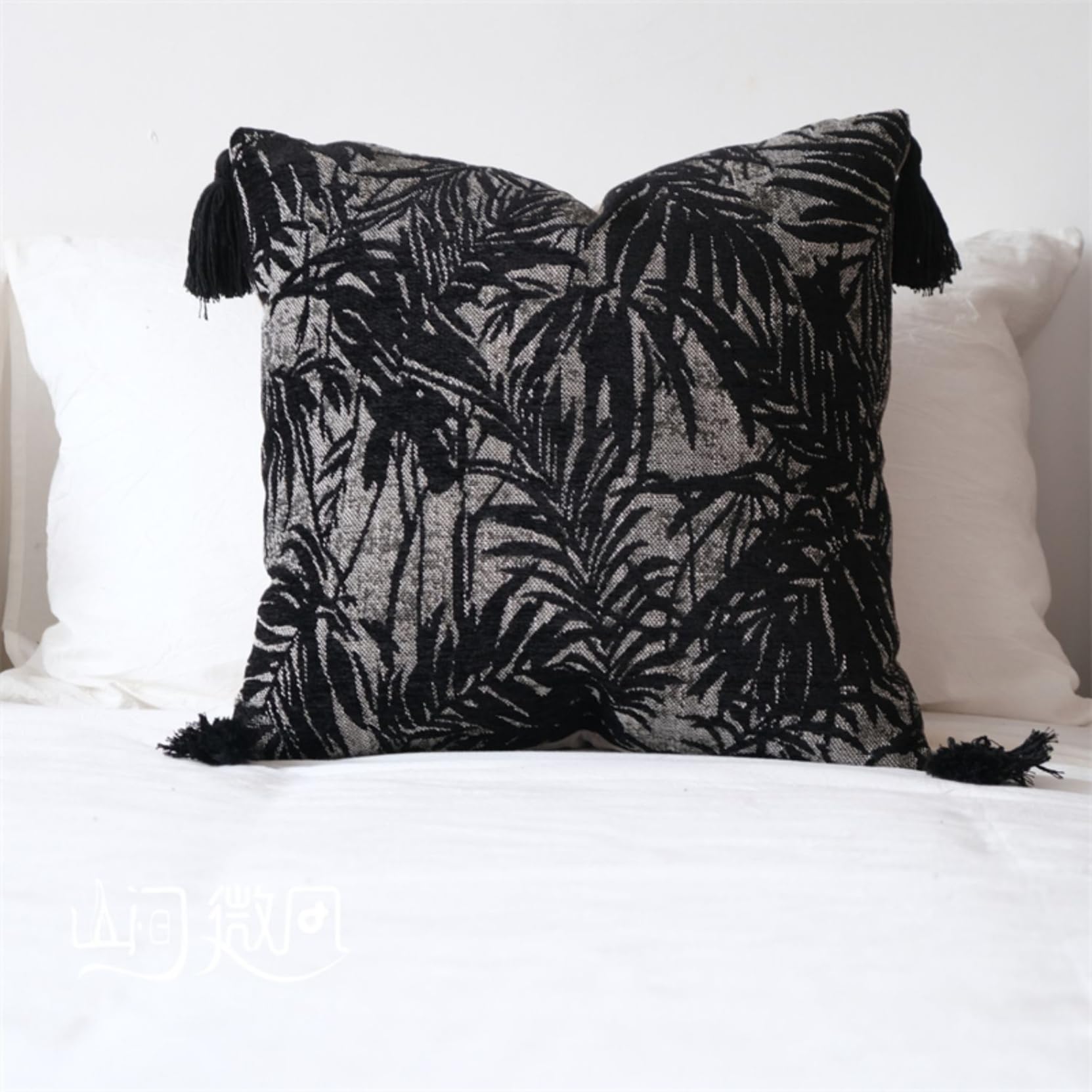 Housse de coussin avec noyau noir 45x45 cm pour canapé et chaise