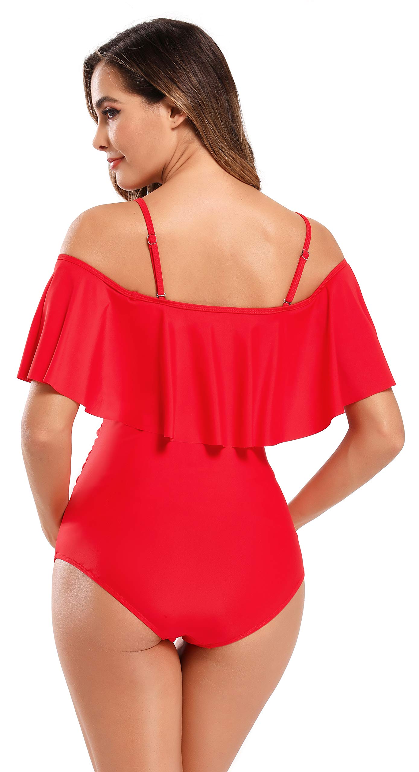 SHEKINI Taglia Grande Premaman Costume da Bagno Donna Intero Un Pezzo Bikini Una Spalla Elegante Ruffles Regolabili Stampa Costumi Interi maternità Bikini da Spiaggia