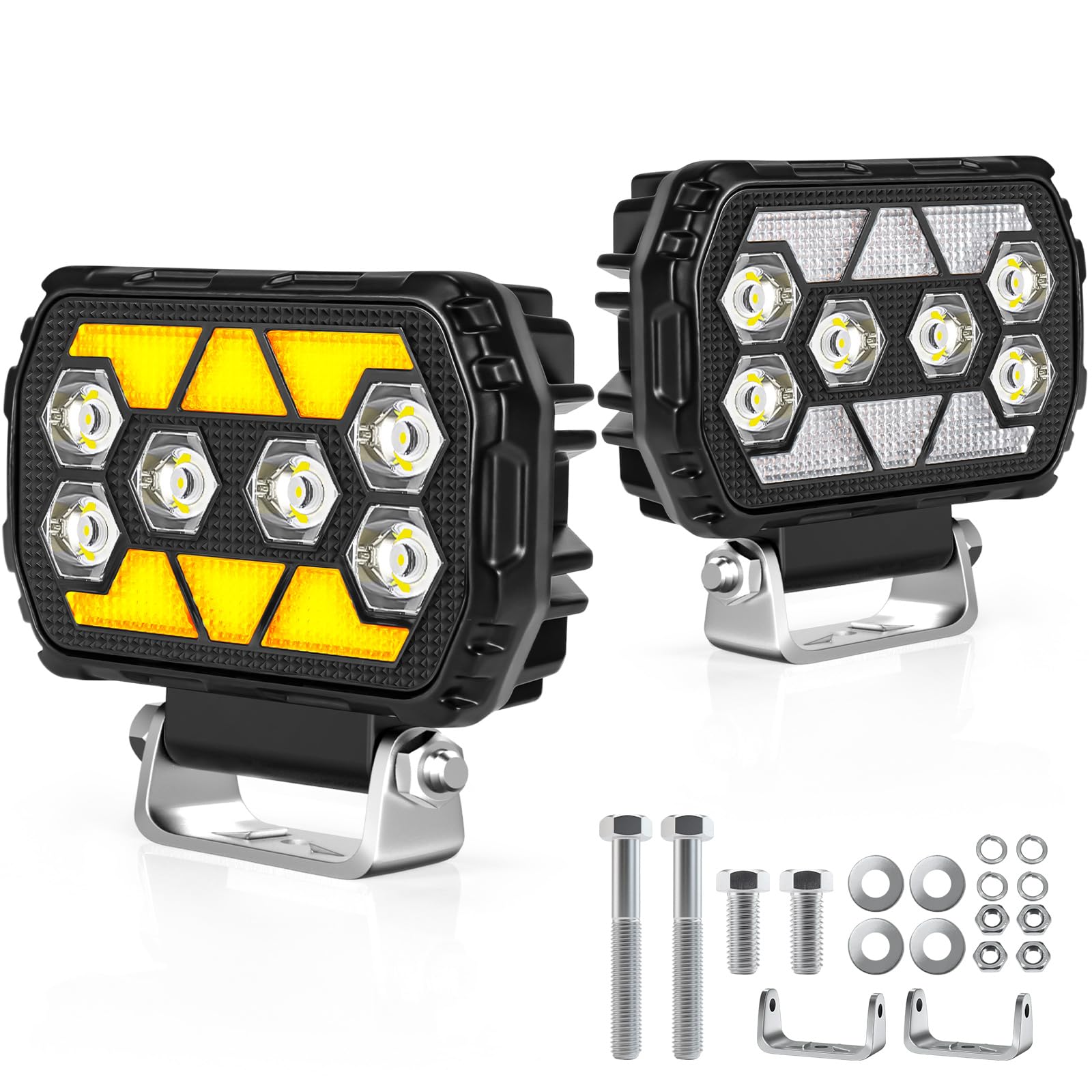antom 2 pezzi faro led moto 168W 9-60V 18000 lumen faretti led 12v IP68 impermeabile 4,5 pollici fari supplementari per escavatori, trattori, rimorchi, ATV, appassionati di outdoor