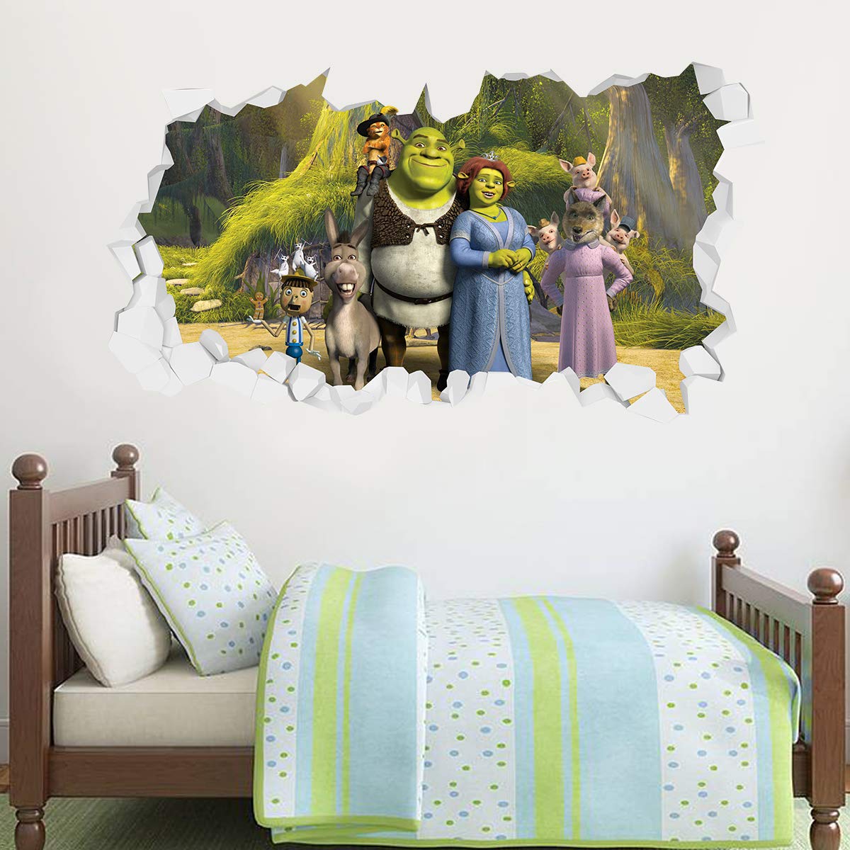 Beautiful Game Shrek Group Broken Wall Mural Vinyl Art Sticker Decal Smashed (90cm)