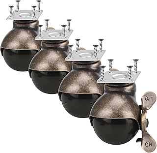 4 PCS Ball Caster Heavy Duty Plate Swivel Caster 2 Inch Vintage Plates Caster with 16 Screws Antique Smooth Caster Wheel for Chairs Sofa Table Leg (Plate casters with Brake Lock)