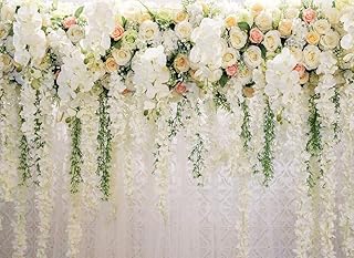 AIIKES 8x6FT Valentine's Day Bridal Floral Backdrop Flower 3D Rose Wedding Party Photographer Photo Flower Wall Background Spring Summer Photo Decoration Background 11-490