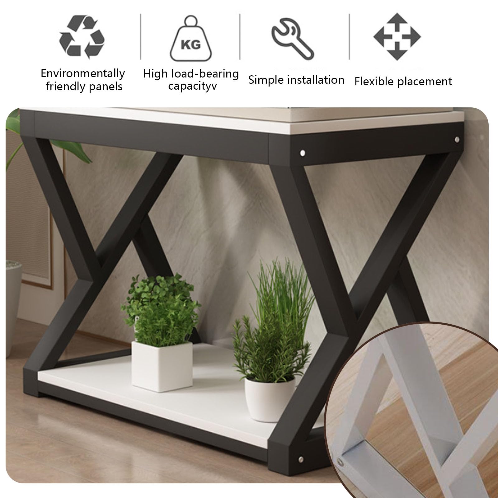 Support d'aquarium double couche pour grande capacité de stockage, forte capacité de charge, parfait pour le bureau et le salon, pieds en PVC durables