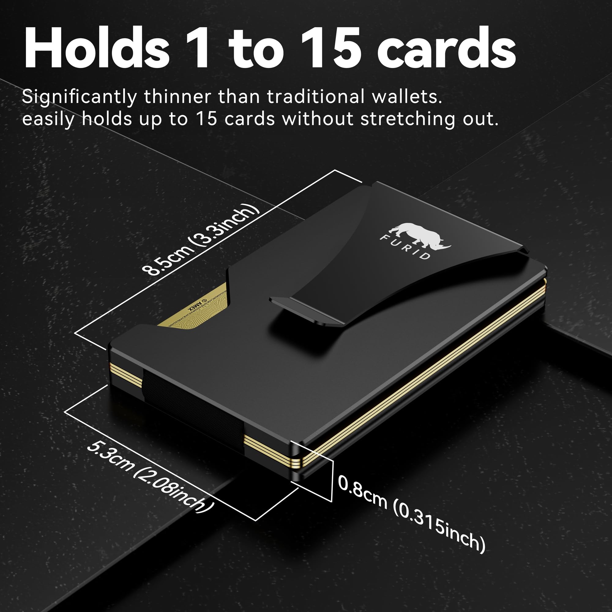 Card Wallet for Men Slim Minimalist: Metal Wallets with Money Clip - Rfid Thin Front Pocket Credit Card Holder - Gift for Men Husband Father at Anniversay Brithday