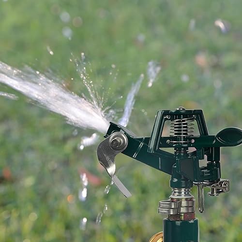 Miniatura 6 de Hourleey Paquete de 2 aspersores de impacto para patio, cabezal de rociador de agua pulsante ajustable en pico escalonado, rociador de césped de
