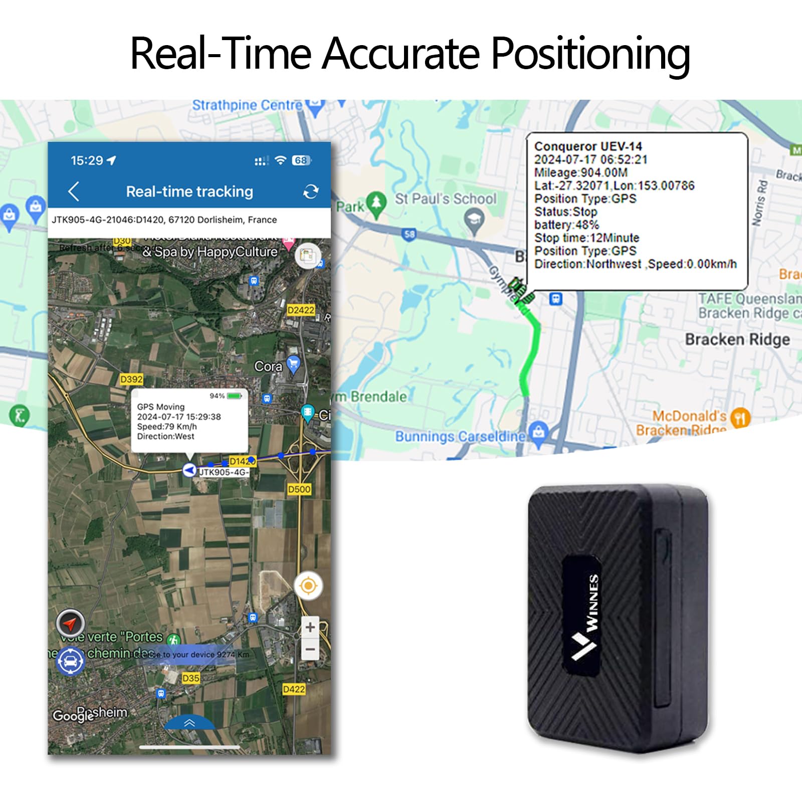 Winnes 4G GPS Tracker: SMS, APP, Webseiten-Positionierung, Anti-Diebstahl & Anti-Verlust, Geofence, mehrere Alarmmodi, Kinder-Positionierung, Magnetischer TK913