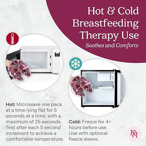 Miniatura 4 de Nurse & Nourish 6 almohadillas de lactancia XL caliente/frías, 4 inserciones de gel, 2 mangas de forro polar, paquete de alivio de mastitis,