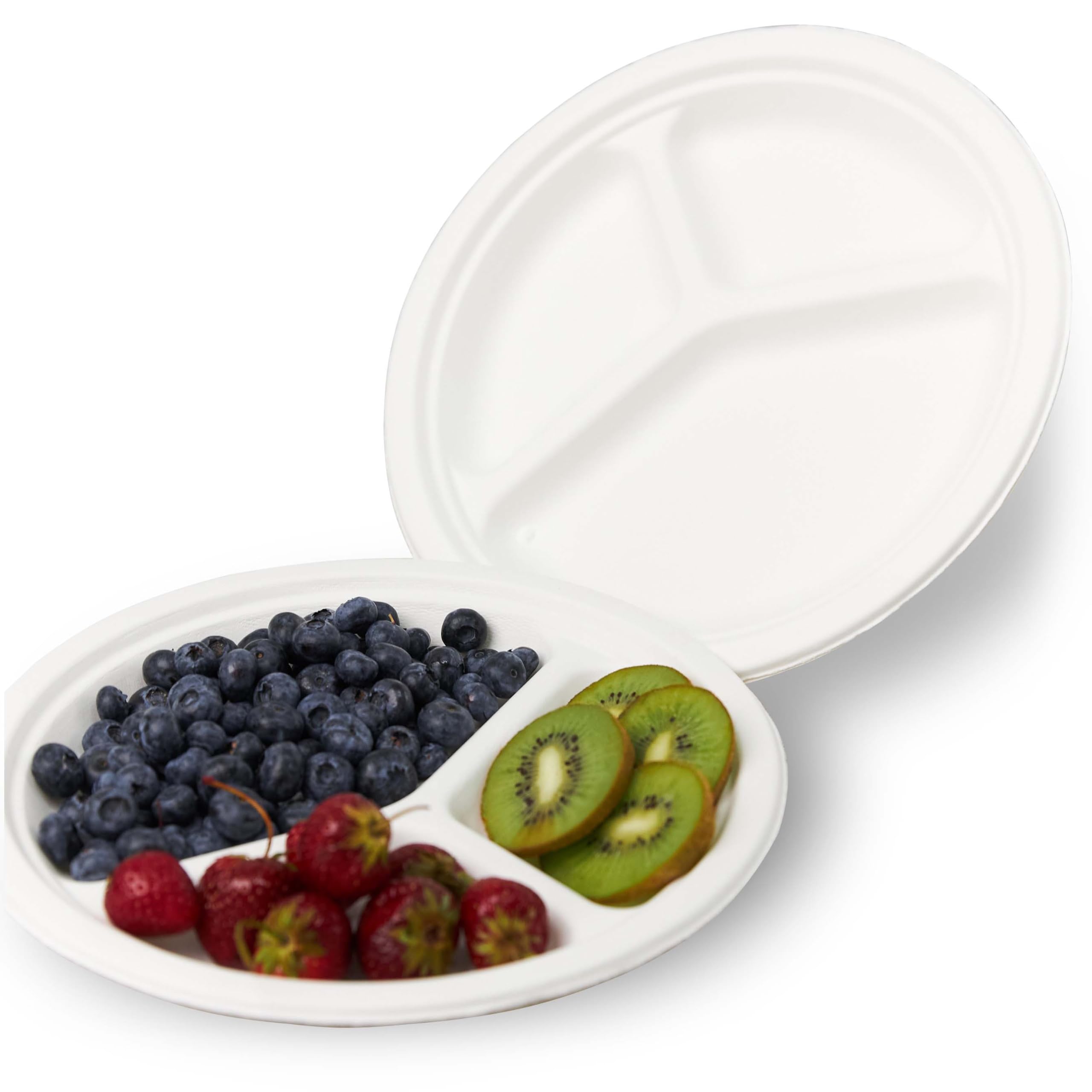 Platos de caña de azúcar de 3 piezas 261 * 26 mm (500 unidades/caja), plato desechable de caña de azúcar, cuenco ecológico desechable para platos calientes y fríos