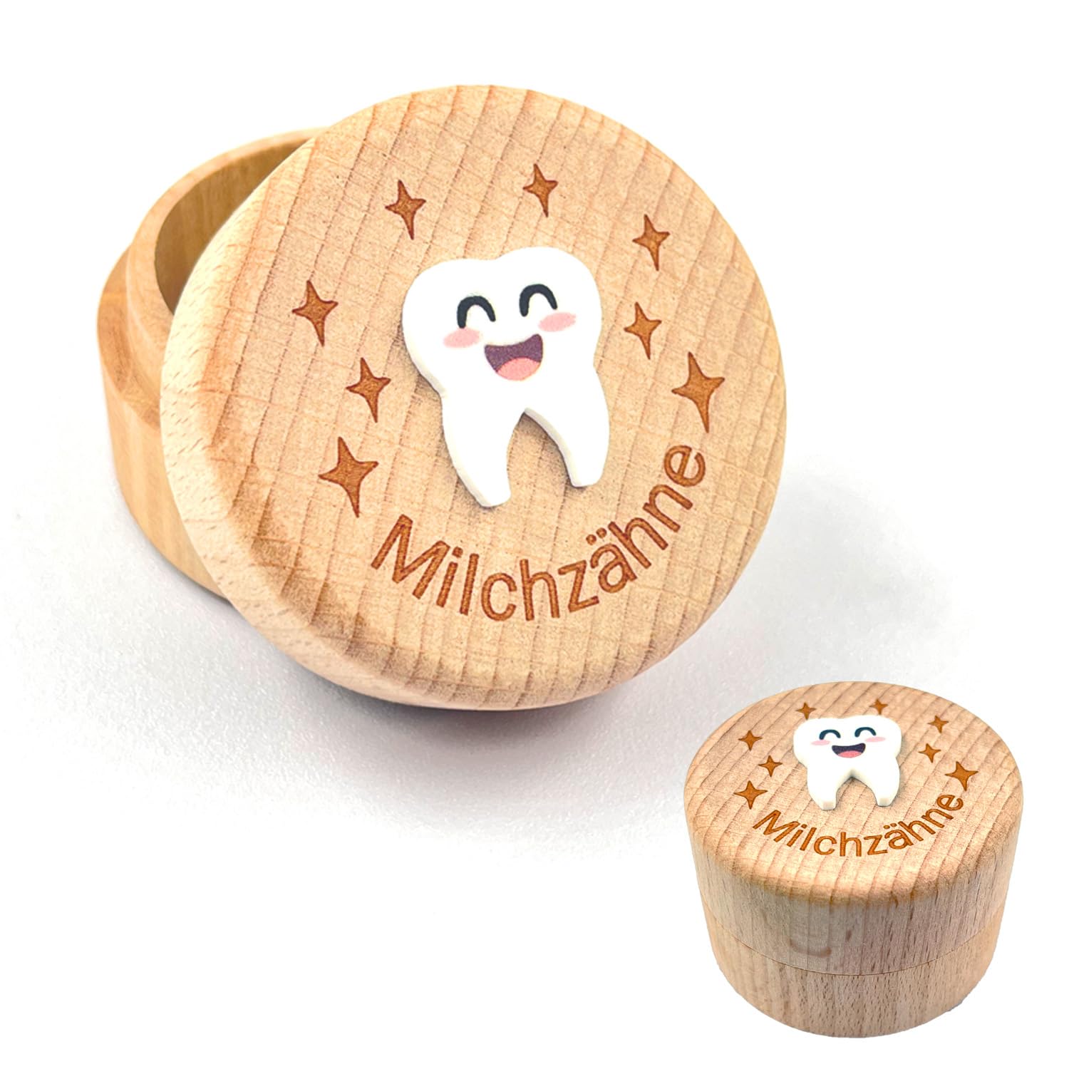 QZKJQDD Milchzahndose, Zahndose Milchzähne Jungen, Zahndose Milchzähne Mädchen, Bedruckt mit 3D-Cartoon-Zahnmuster milchzahndose, Kreative Tauf- und Geburtstagsgeschenke für frischgebackene Eltern
