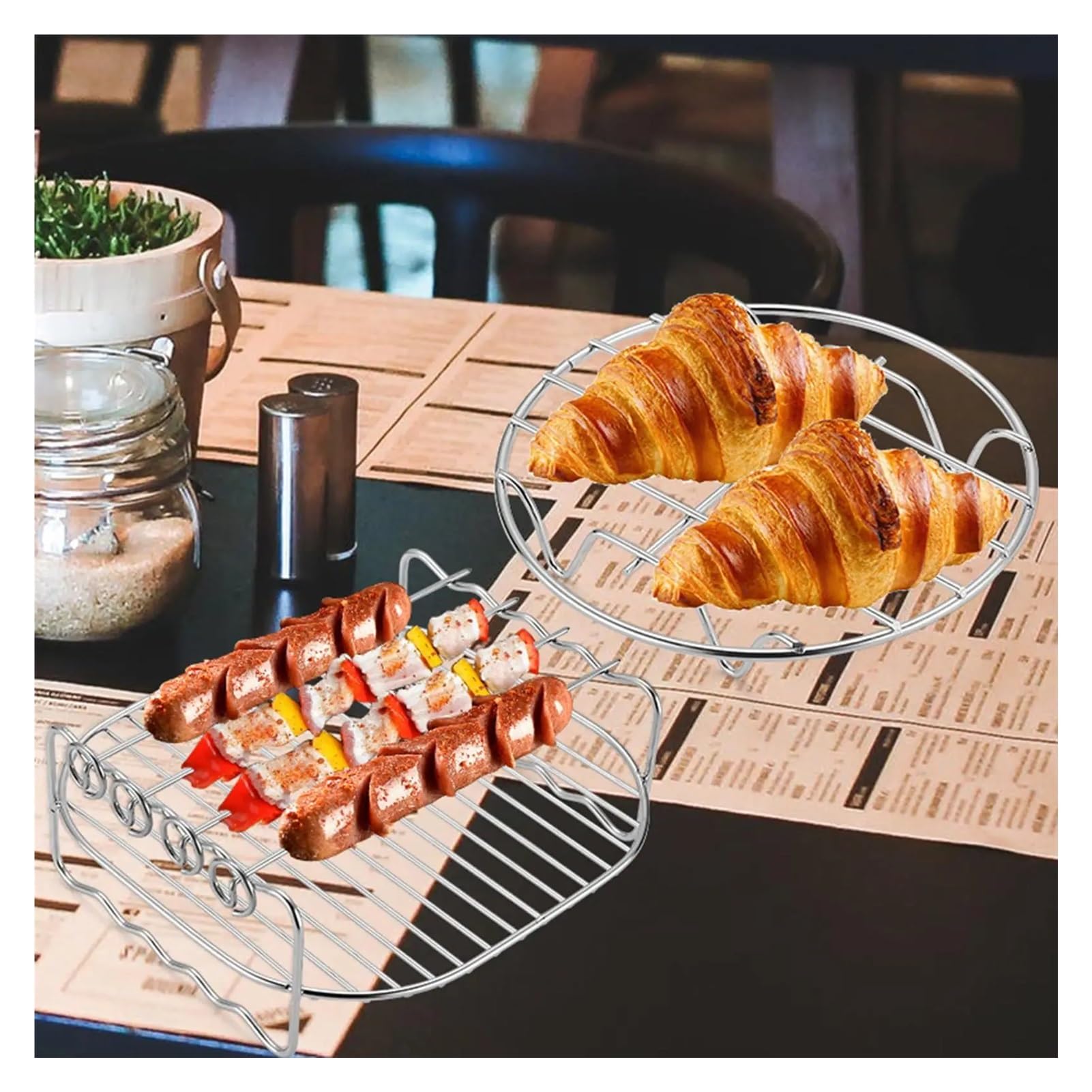 Grille de cuisson en acier inoxydable for ustensiles cuisine : support for casseroles, poêles, friteuse à air chaud, grill, etc(8 inch)