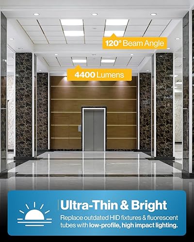 Miniatura 7 de Sunco Lighting Paquete de 10 luces LED de panel plano de 2 x 2 5000 K, 40 W, regulable 0-10 V, 4400 LM, lámpara de repuesto para techo